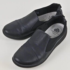 Clarks Cloudsteppers Sillian Paz Synthetic Nubuck Black Slip On Flats US8 UK5.5